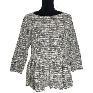 Bobeau Babydoll 3/4 Sleeve Pullover Top in Black/White/Gray - Sz XL